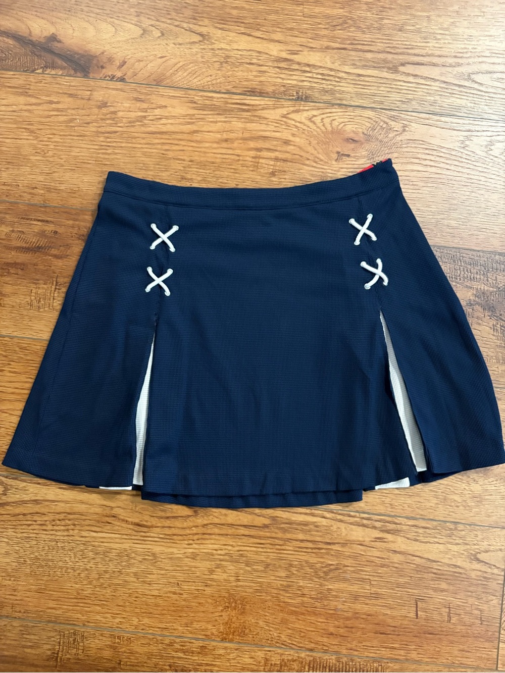 Tail Navy Waffle Weave Pleated Tennis Skirt Size 12 Nautical Preppy